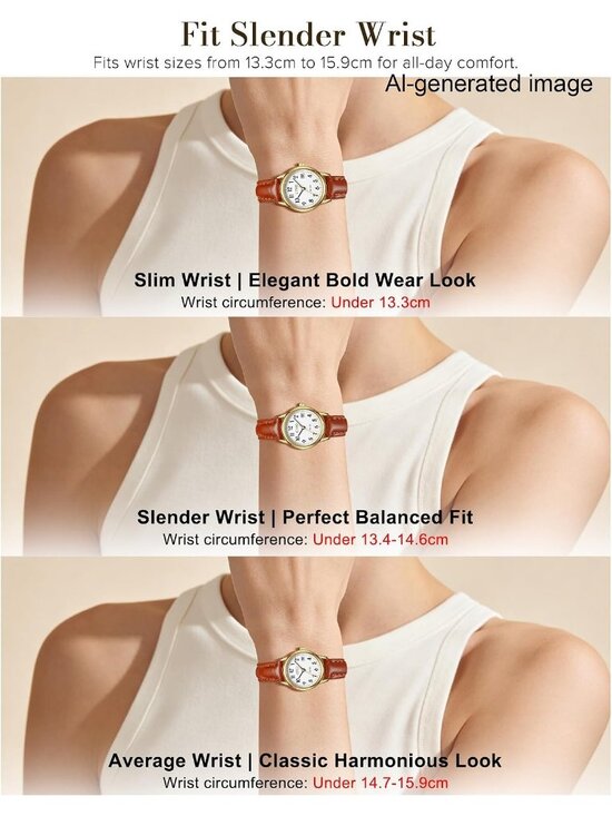 Women\'s Brown Vintage Leather Classic Easy Read Dial Small Analog Wrist Watch